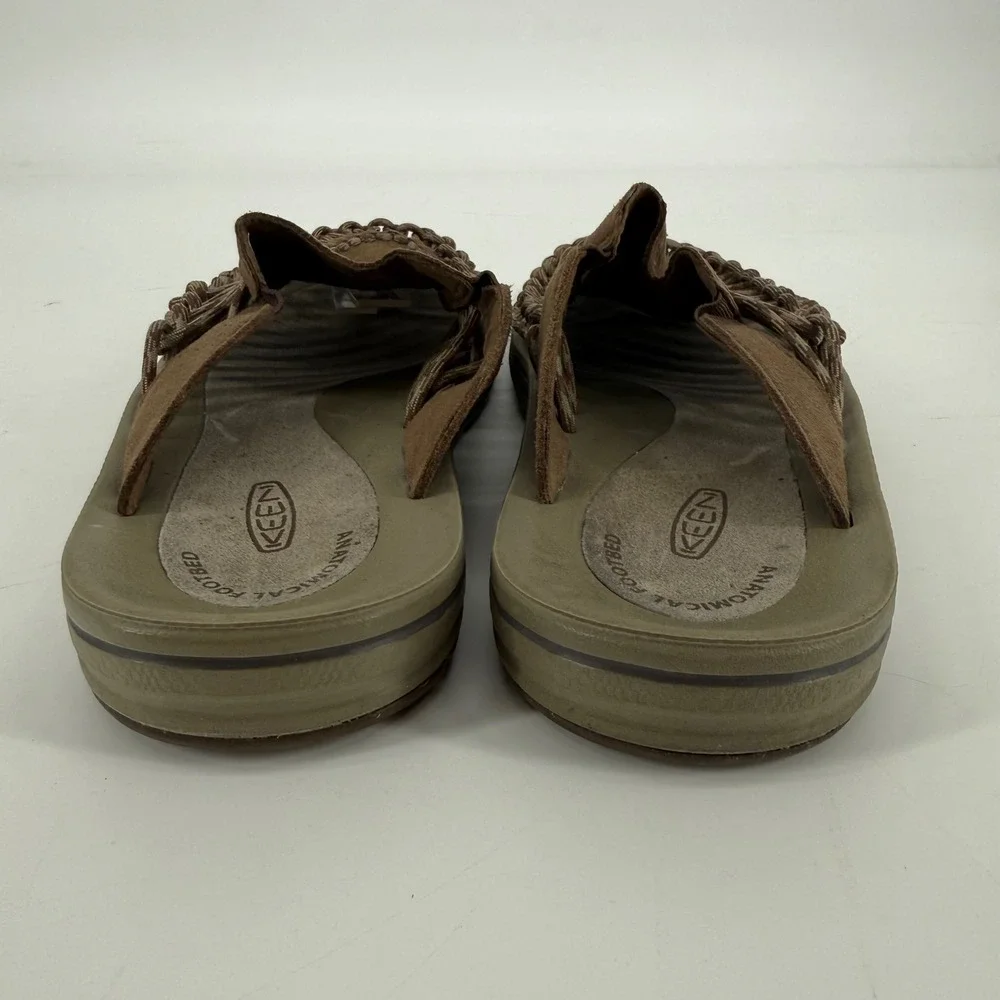 KEEN Uneek Slide Mens Brown Suede Braided Cord Sandals 1014626 Size 9